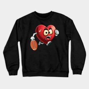 Heart American Football Valentines Day Boys Men Kids Sports Crewneck Sweatshirt